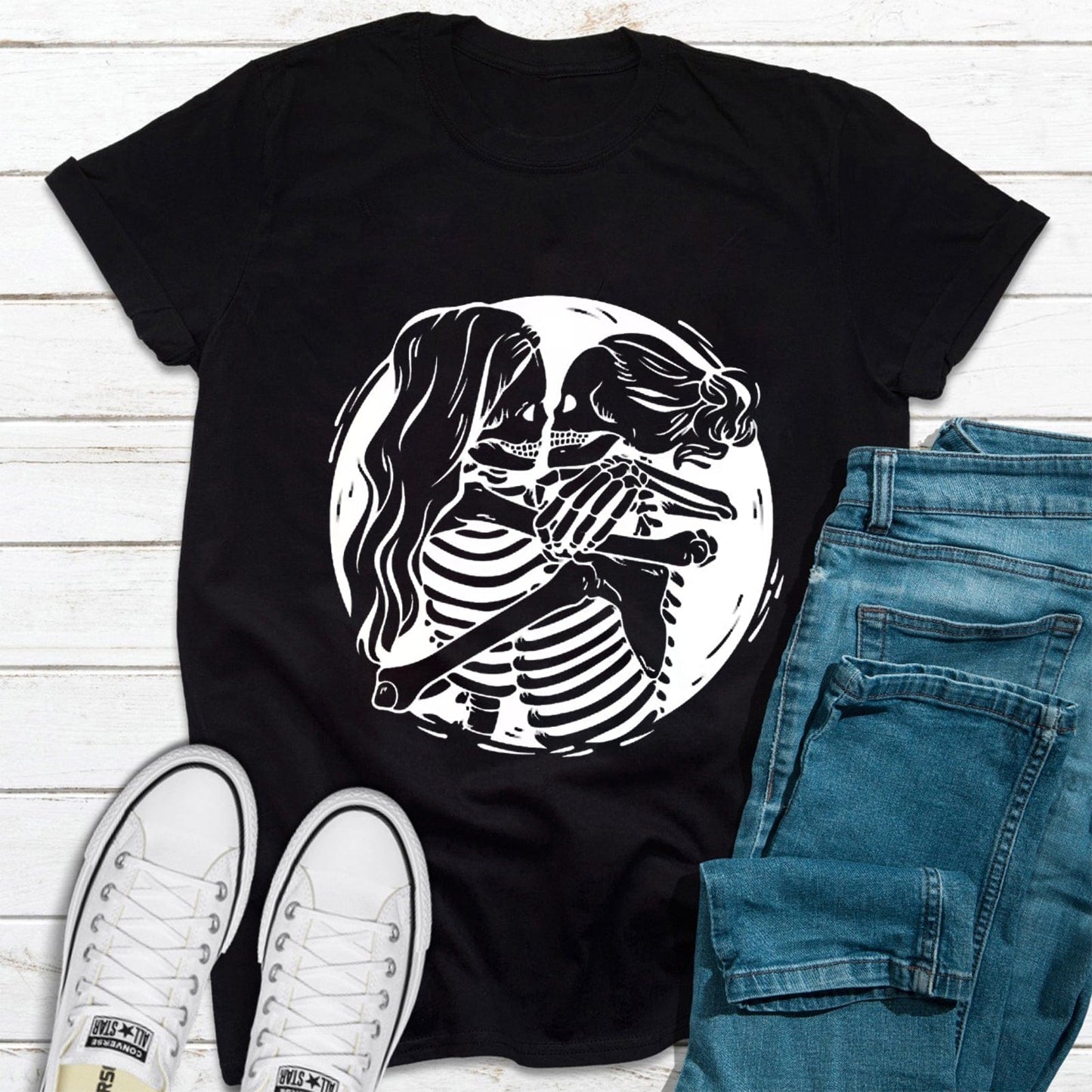 Camiseta LGBT de pareja de lesbianas esqueléticas