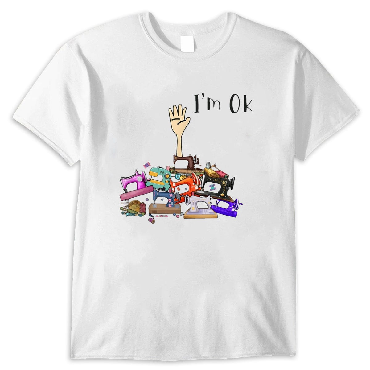 Camiseta con la máquina de coser "Estoy bien"