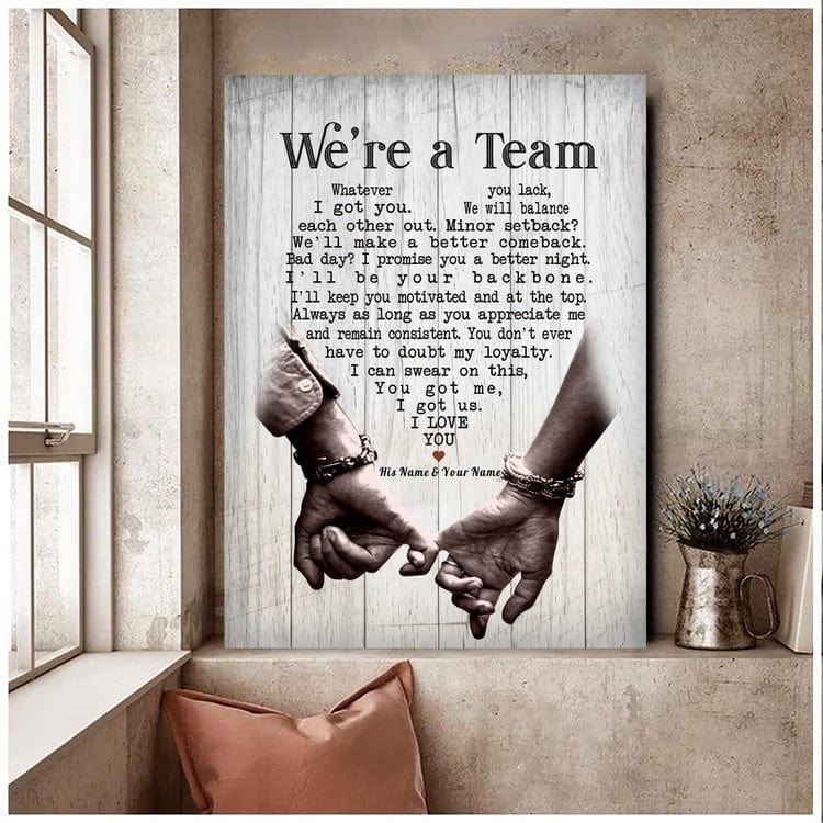 Personalized We're A Team Canvas, Poster - Custom Couple Wall Art for Husband & Wife