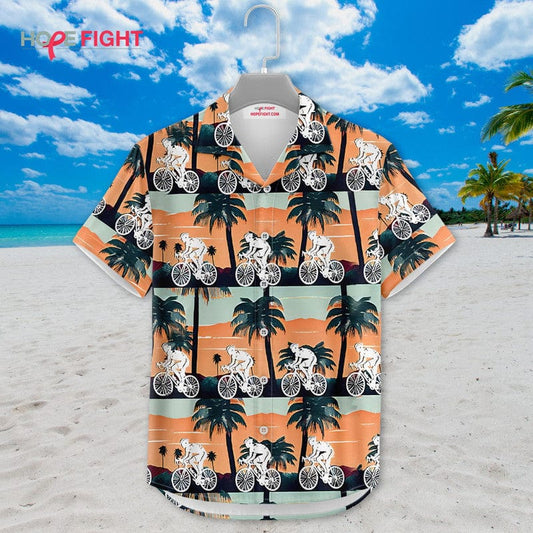 Tropical Cycling Hawaiian Shirt - Fun Biker Sunset Beach Outfit