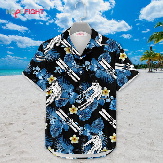 Tropical Skiing Hawaiian Shirt - Fun Ski Lovers Beach Outfit