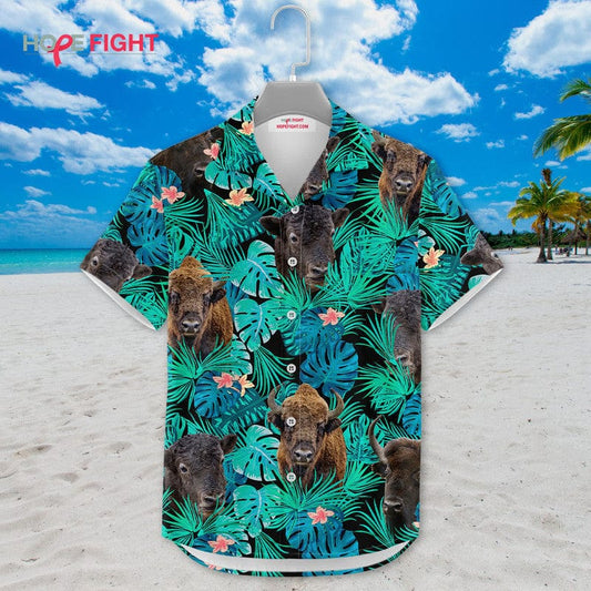 Tropical Bison Hawaiian Shirt - Wild Buffalo Lovers Gift