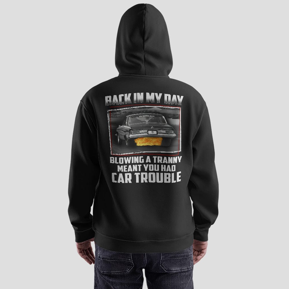 Funny Car Mechanic Zip Hoodie - Classic Muscle Car Transmission Humor Tee