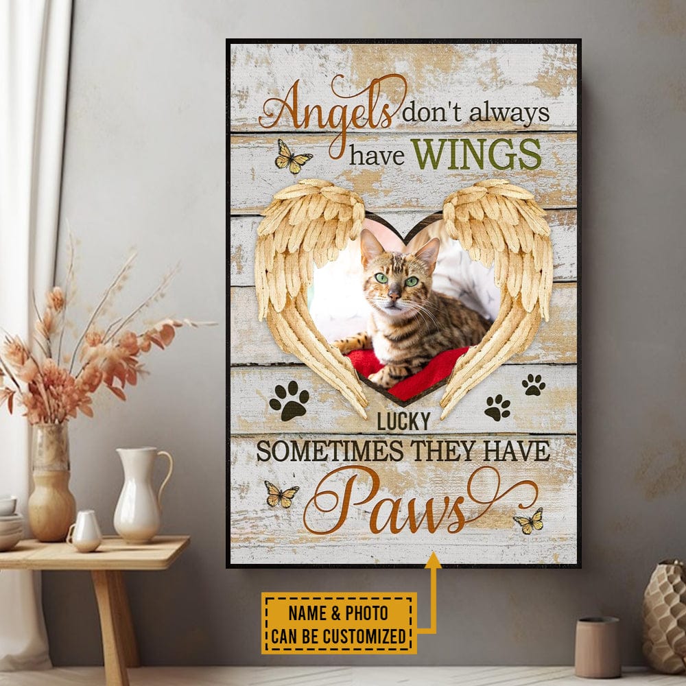 Póster conmemorativo de gato personalizado, lienzo, el ángel no siempre tiene alas, a veces tiene patas