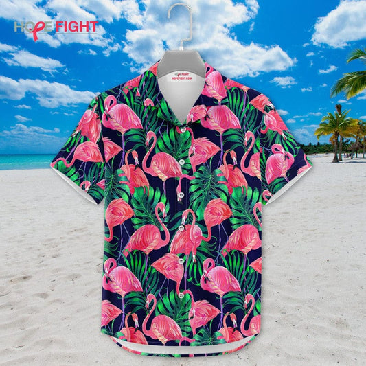 Tropical Flamingo Hawaiian Shirt - Pink Bird Summer Beachwear