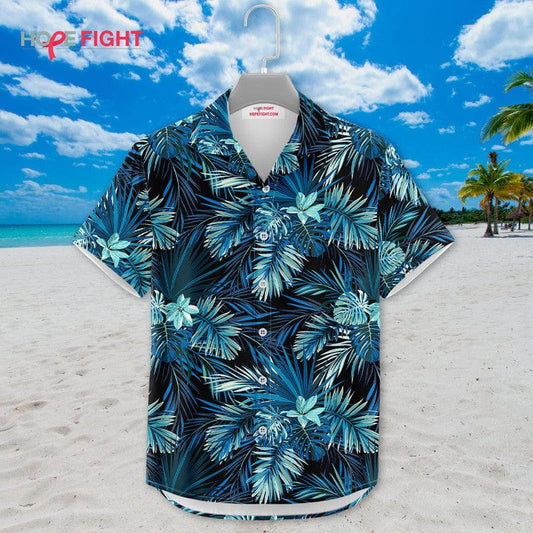 Tropical Blue Hawaiian Shirt - Stylish Palm Leaf Summer Outfit