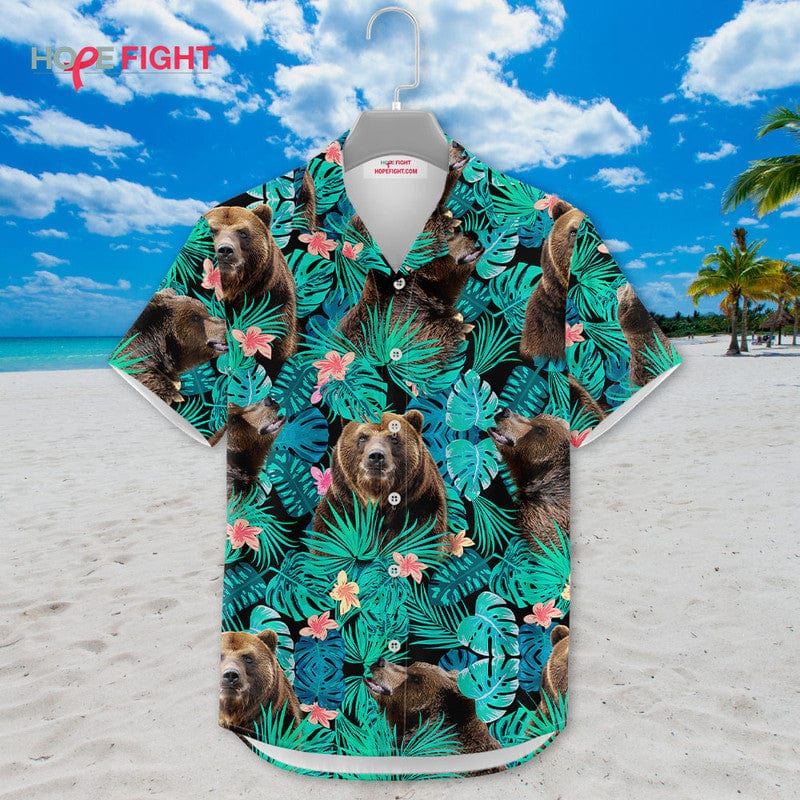 Tropical Bear Hawaiian Shirt - Fun Grizzly Lovers Beach Outfit