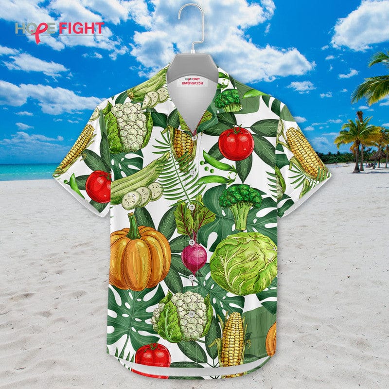 Tropical Vegetable Hawaiian Shirt - Fun Farmer & Vegan Outfit