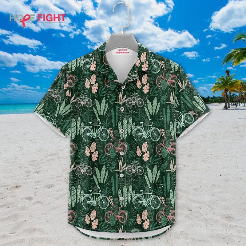 Tropical Bicycle Hawaiian Shirt - Vintage Cycling Adventure Outfit