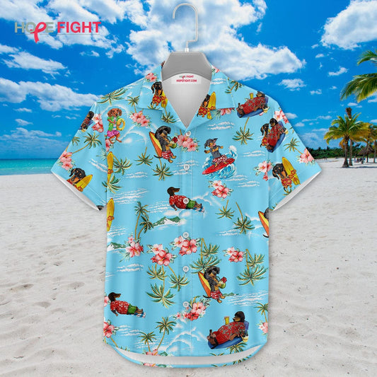 Camisa hawaiana de perro salchicha, camisa hawaiana de perro salchicha