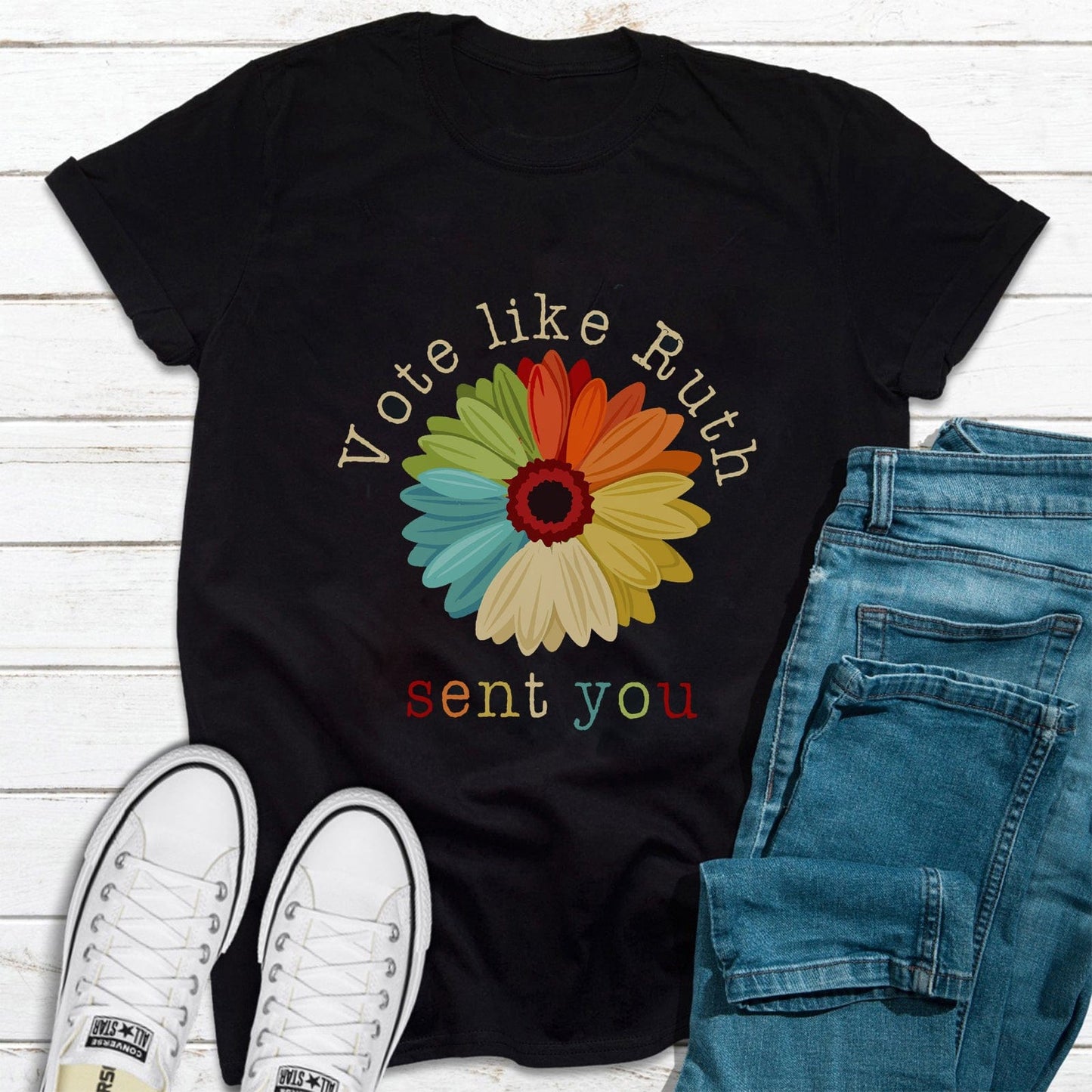 Floral Vote Like Ruth Sent You Inspirational Feminist Shirt