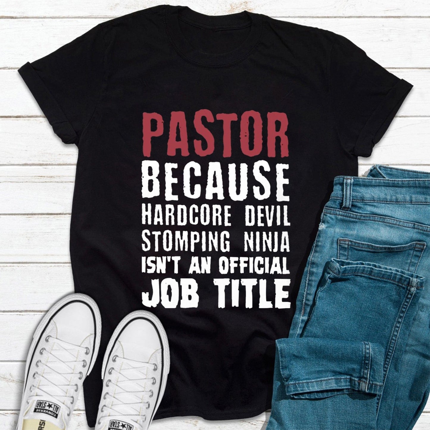 Pastor Porque el Ninja Hardcore que Pisotea al Diablo no es un Título de Trabajo Oficial Camiseta de Jesús