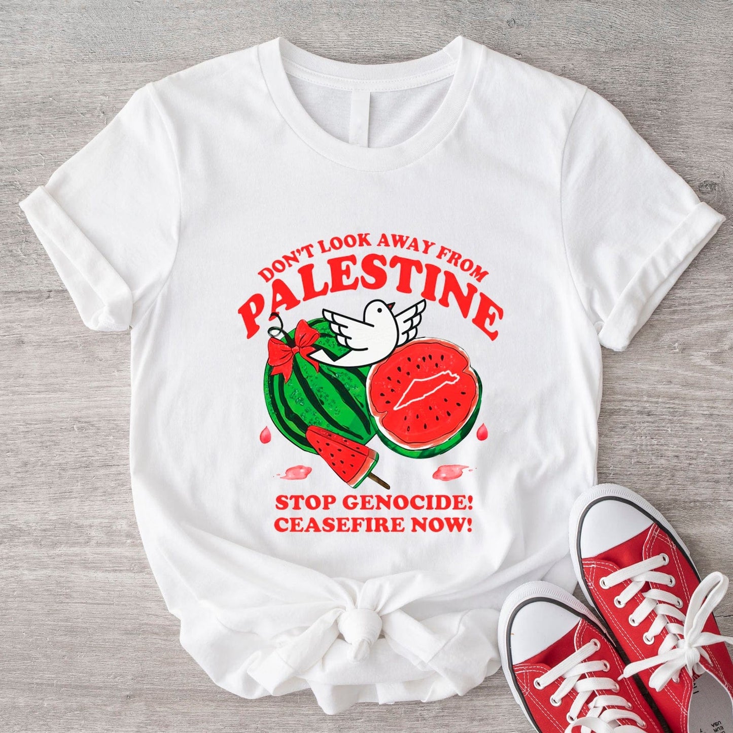 Camiseta Palestina libre, no apartes la mirada de Palestina Camiseta sandía