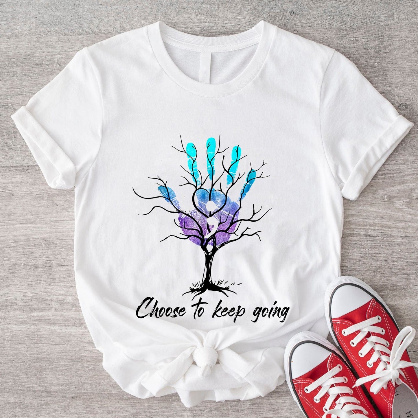 Elige seguir adelante Camisetas de concienciación sobre el suicidio del árbol de la vida