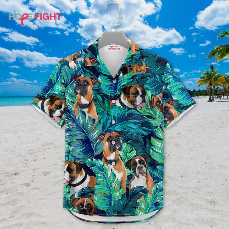 Tropical Boxer Dog Hawaiian Shirt - Fun Boxer Lovers Beach Outfit