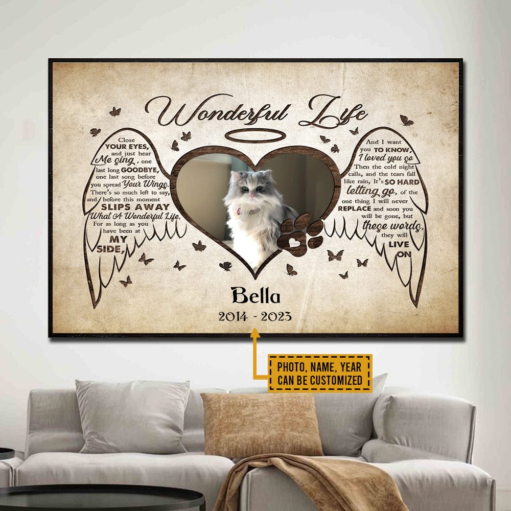 Póster conmemorativo de gato personalizado, lienzo: arte de homenaje a un felino de Wonderful Life