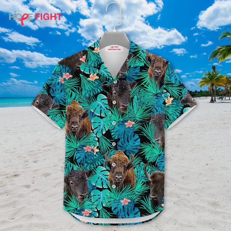Tropical Bison Hawaiian Shirt - Wild Buffalo Lovers Gift