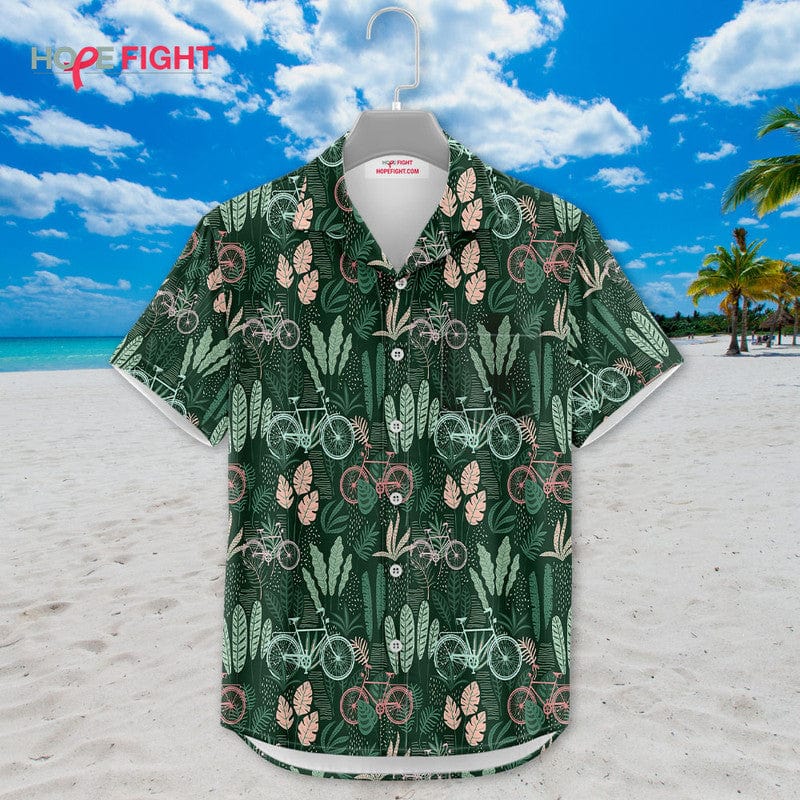 Tropical Bicycle Hawaiian Shirt - Vintage Cycling Adventure Outfit