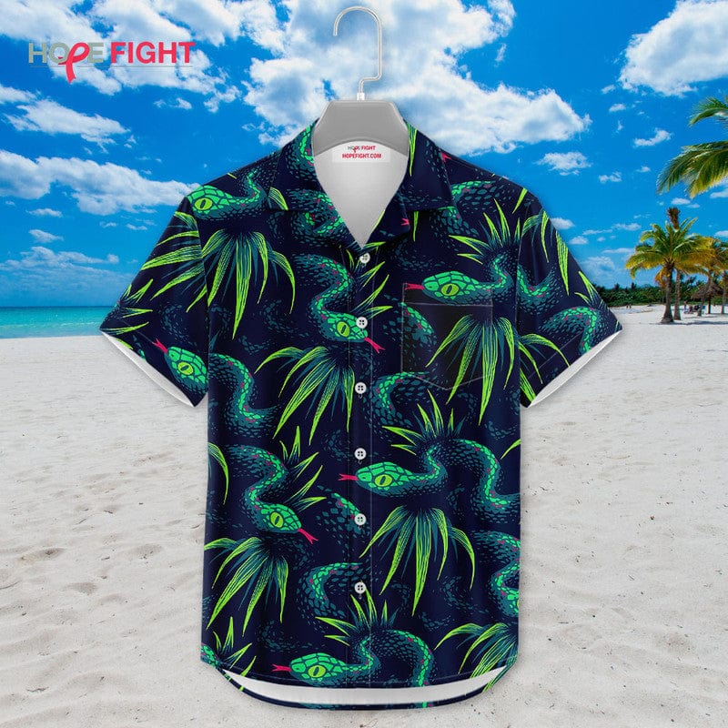 Tropical Snake Hawaiian Shirt - Neon Serpent Jungle Outfit
