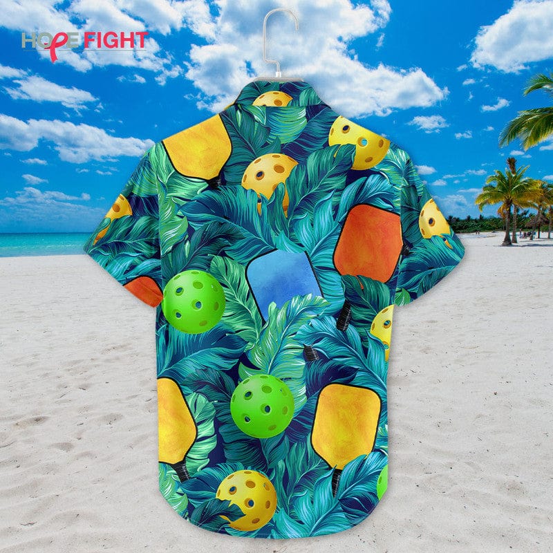 Tropical Pickleball Hawaiian Shirt - Vibrant Paddle & Ball Beachwear