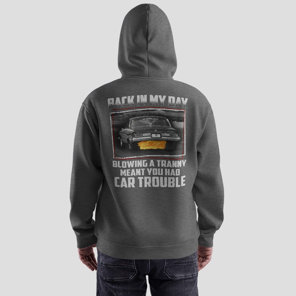 Funny Car Mechanic Zip Hoodie - Classic Muscle Car Transmission Humor Tee