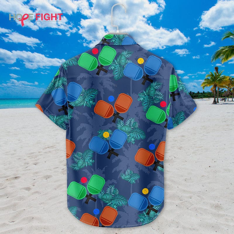 Tropical Pickleball Hawaiian Shirt - Colorful Paddle & Ball Print, Beachwear