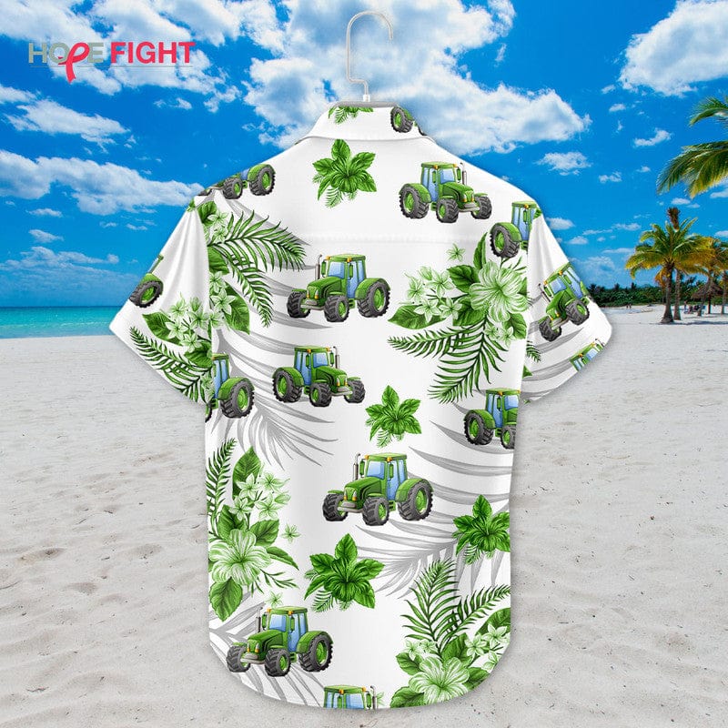Tropical Tractor Hawaiian Shirt - Fun Farmer Beach Outfit