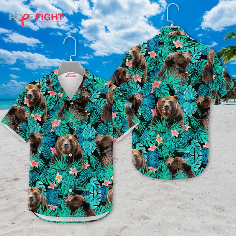 Tropical Bear Hawaiian Shirt - Fun Grizzly Lovers Beach Outfit