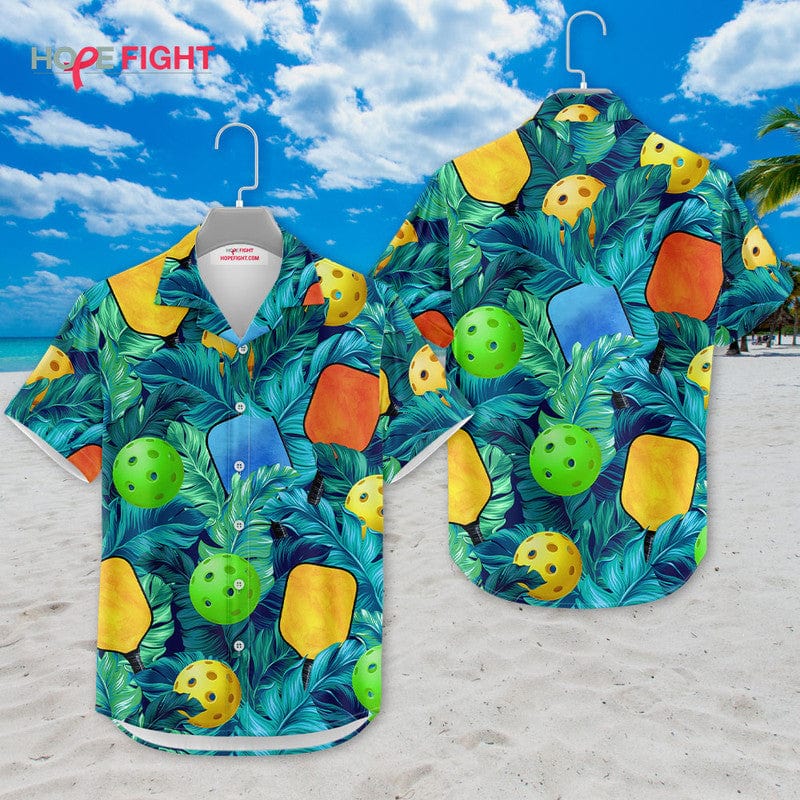 Tropical Pickleball Hawaiian Shirt - Vibrant Paddle & Ball Beachwear