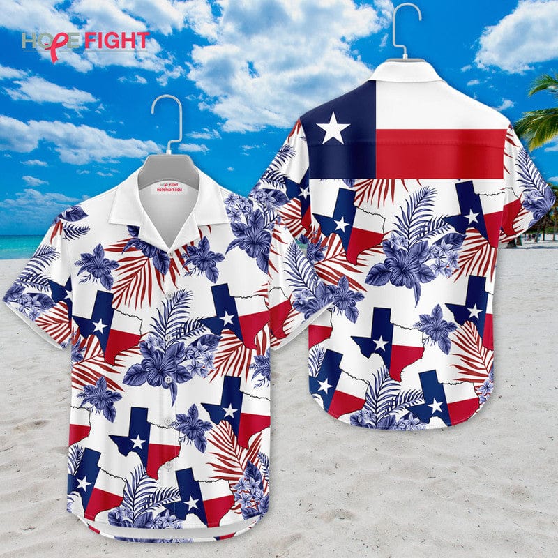 Texas Hawaiian Shirt - Lone Star State & Tropical Floral Design