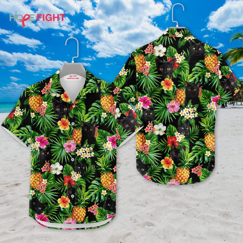 Black Cat Pineapple Hawaiian Shirt