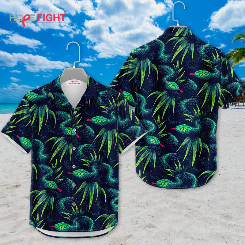 Tropical Snake Hawaiian Shirt - Neon Serpent Jungle Outfit