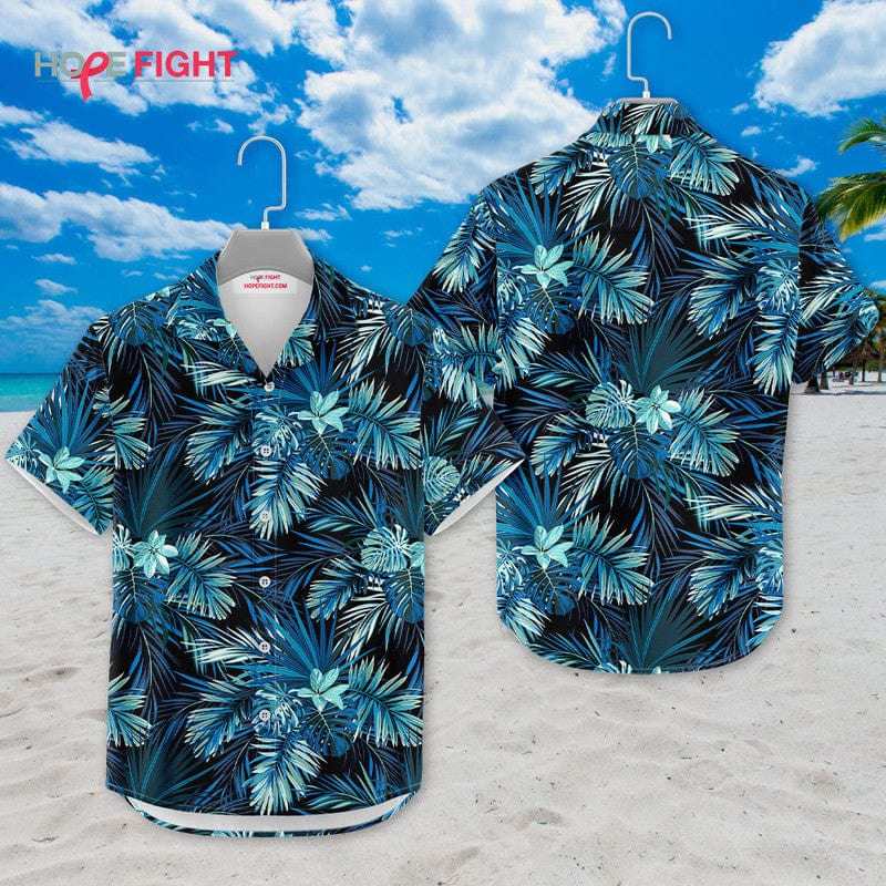 Tropical Blue Hawaiian Shirt - Stylish Palm Leaf Summer Outfit