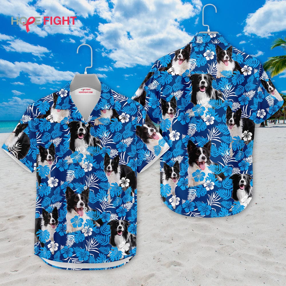 Border Collie Hibiscus Hawaiian Shirt
