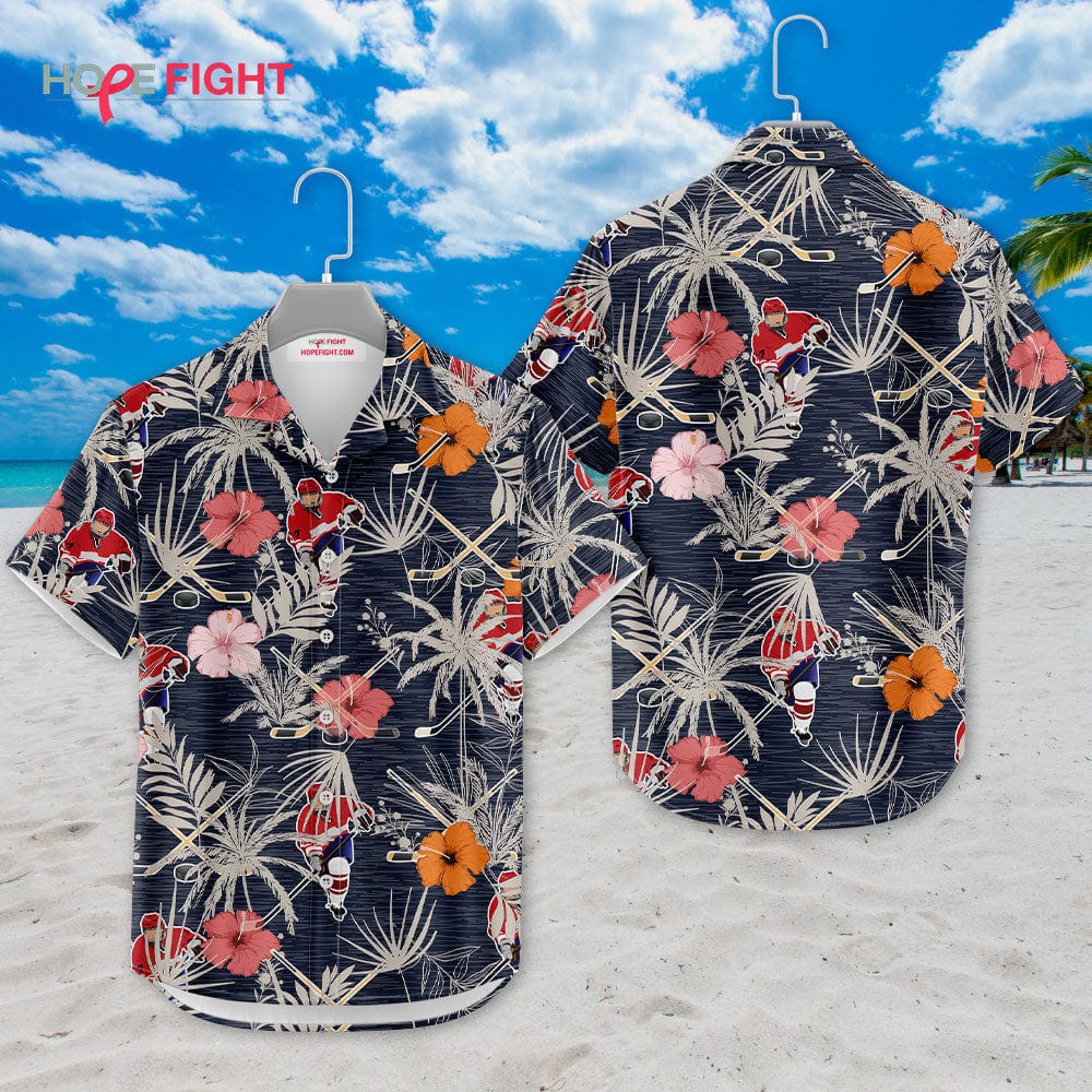 Hockey Hibiscus Hawaiian Shirt