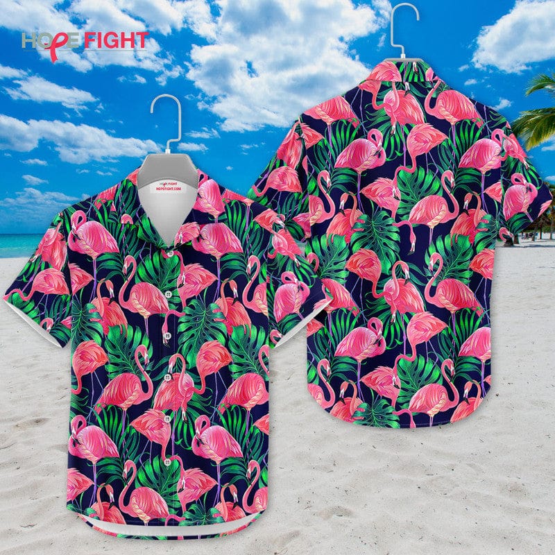 Tropical Flamingo Hawaiian Shirt - Pink Bird Summer Beachwear
