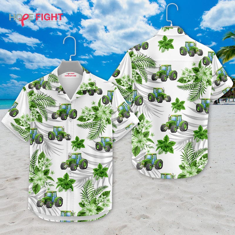 Tropical Tractor Hawaiian Shirt - Fun Farmer Beach Outfit