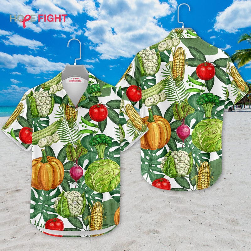 Tropical Vegetable Hawaiian Shirt - Fun Farmer & Vegan Outfit