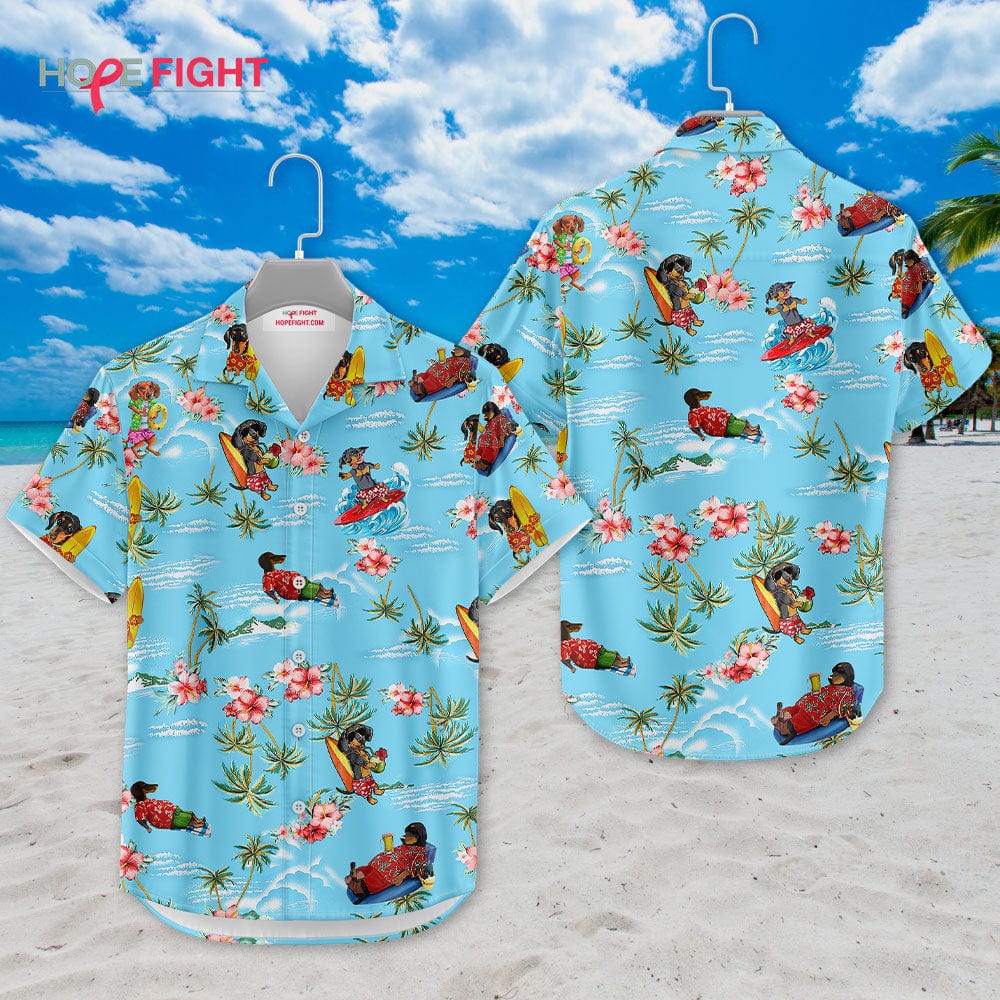 Camisa hawaiana de perro salchicha, camisa hawaiana de perro salchicha