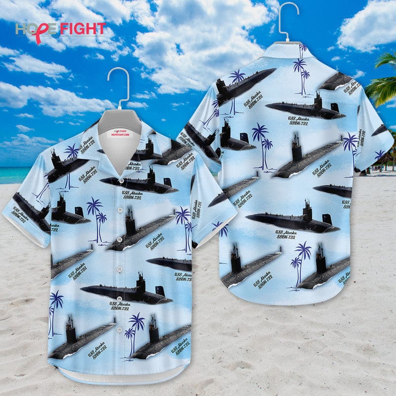 Submarine Hawaiian Shirt - USS Alaska SSBN-732 & Tropical Beach Design