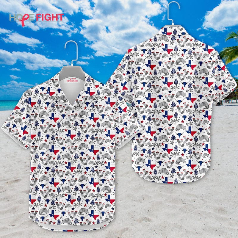 Texas Hawaiian Shirt - Lone Star Pattern & State Symbol Design
