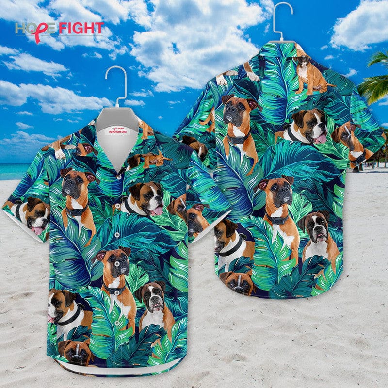 Tropical Boxer Dog Hawaiian Shirt - Fun Boxer Lovers Beach Outfit