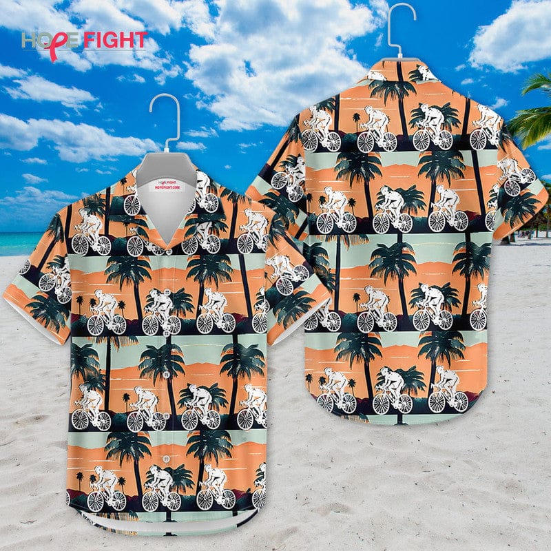 Tropical Cycling Hawaiian Shirt - Fun Biker Sunset Beach Outfit
