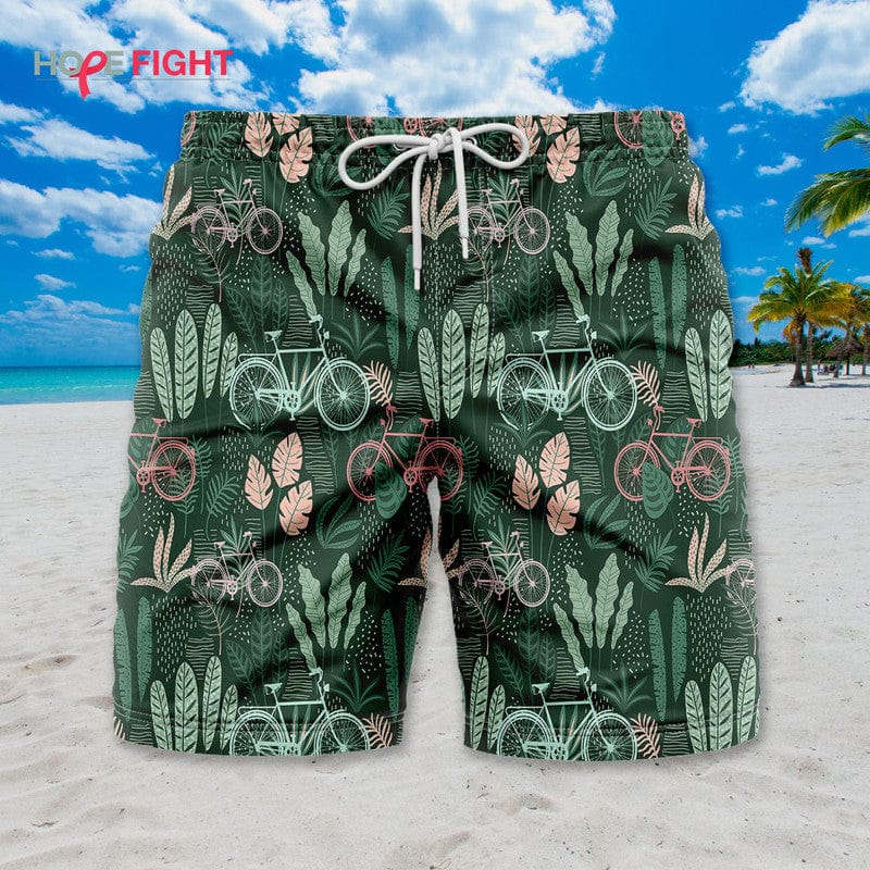 Tropical Bicycle Swim Trunks, Vintage Cycling Adventure Outfit