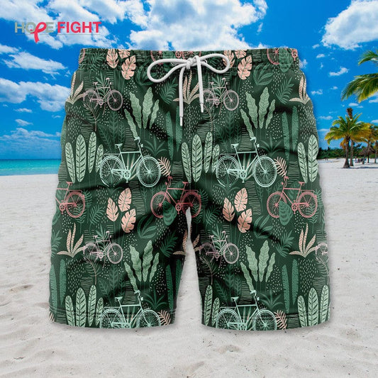 Tropical Bicycle Swim Trunks, Vintage Cycling Adventure Outfit