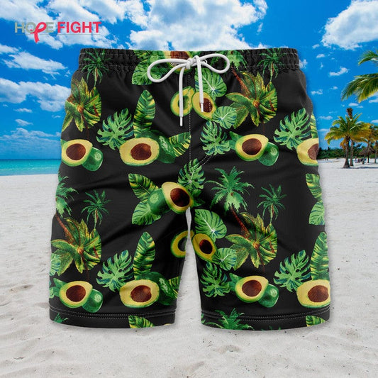Tropical Avocado Swim Trunks, Fun Guacamole Lovers Outfit