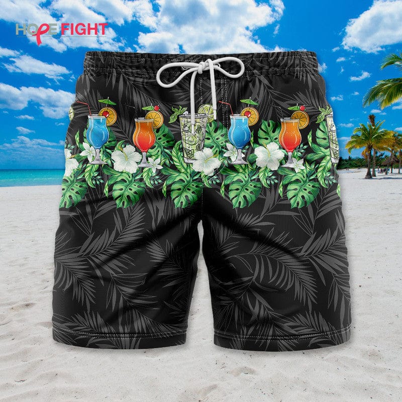 Tropical Cocktail Swim Trunks, Tiki Bar Summer Party Outfit