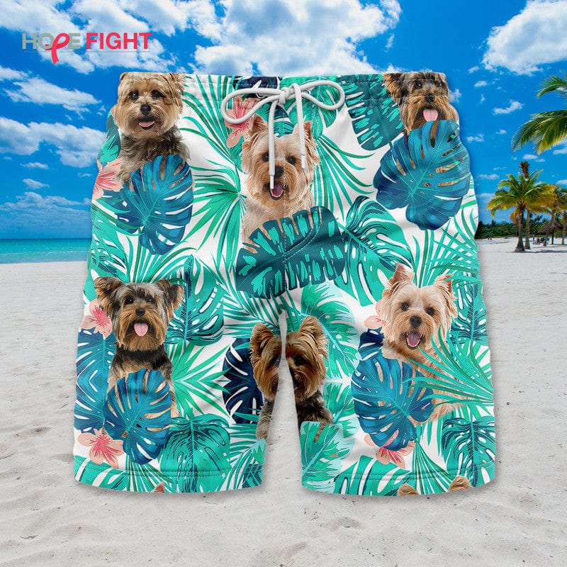 Tropical Yorkie Swim Trunks, Cute Yorkshire Terrier Lovers Outfit