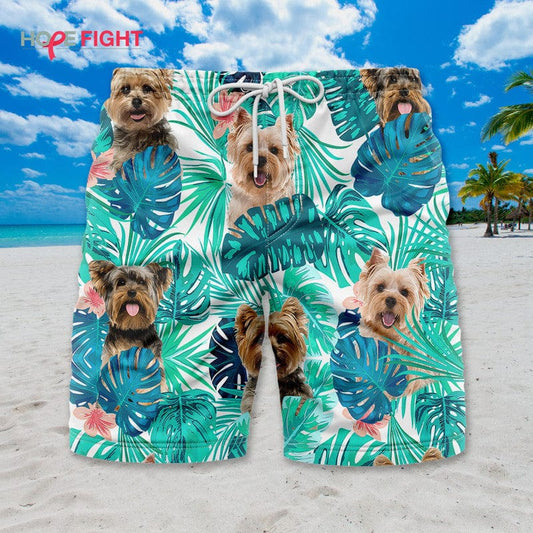Tropical Yorkie Swim Trunks, Cute Yorkshire Terrier Lovers Outfit