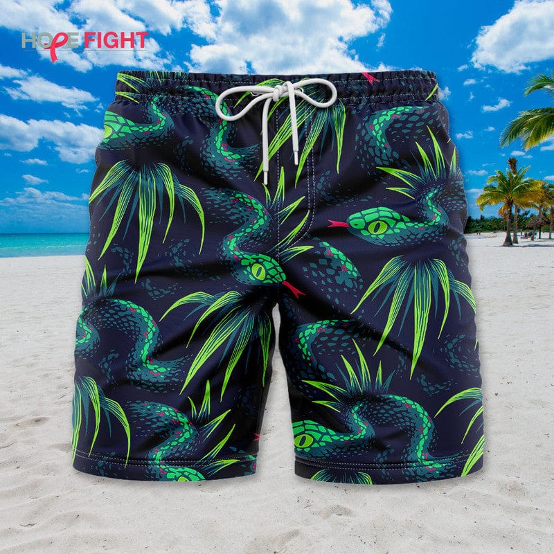 Tropical Snake Swim Trunks, Neon Serpent Jungle Outfit